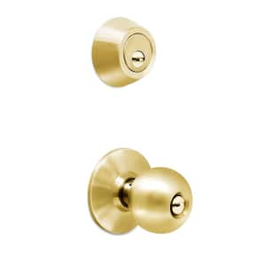 High Security Brass Combo Lock Set with Keyed-Alike Door Knob and Deadbolt