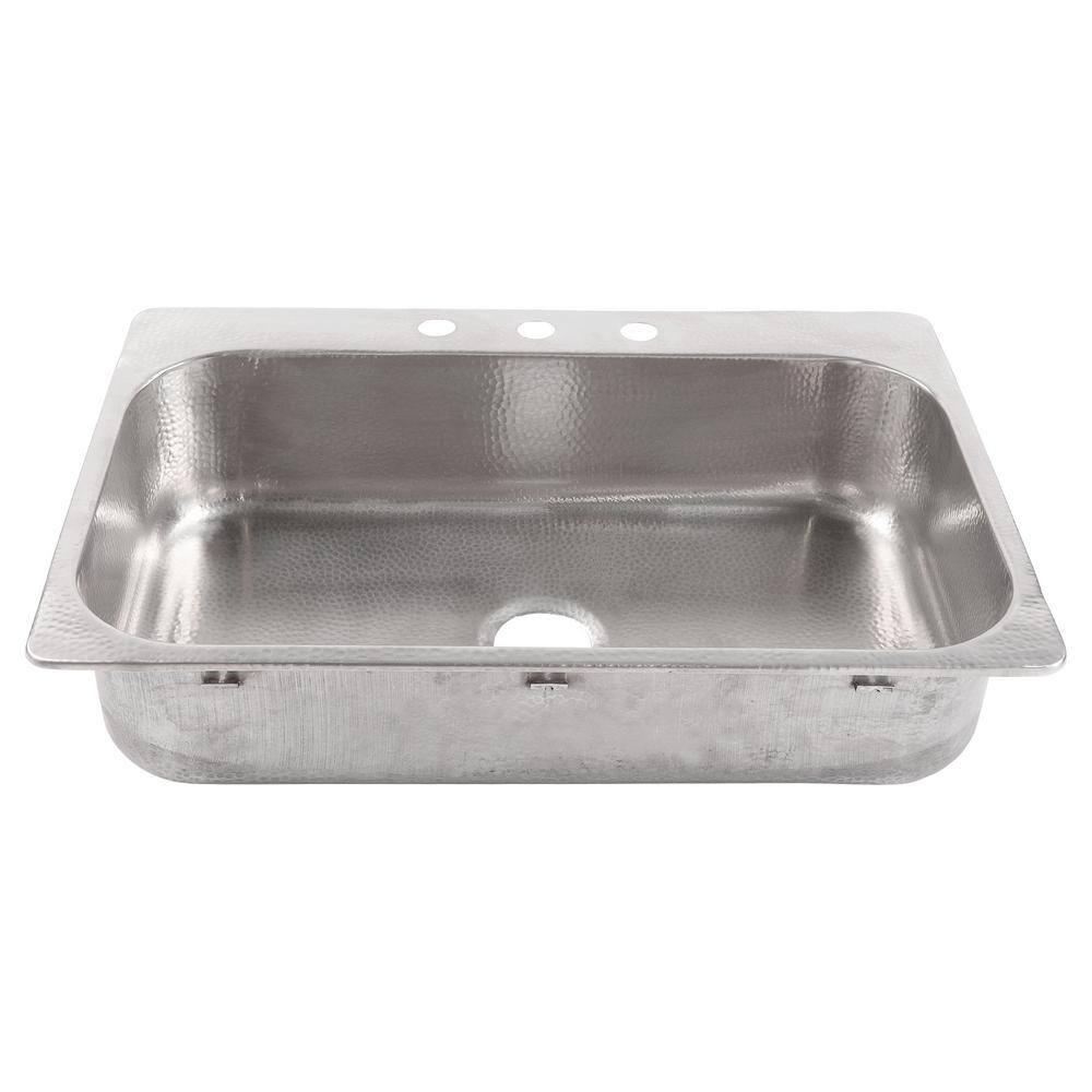 Angelico Brushed Stainless Steel 33" Single Bowl Drop-In Kitchen Sink