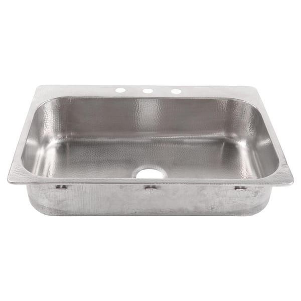 Angelico 33 in. 3-Hole Drop-In Single Bowl 18 Gauge Brushed Stainless Steel Kitchen Sink