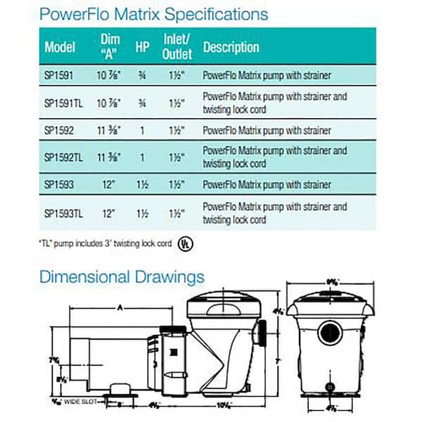 1 HP PowerFlo Matrix Aboveground Single Speed Pool Pump