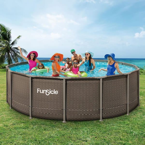 Funsicle Oasis Designer 16 ft. Round 48 in. Deep Metal Frame Above