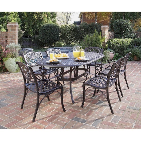Sanibel Rust Bronze 7-Piece Cast Aluminum Outdoor Dining Set