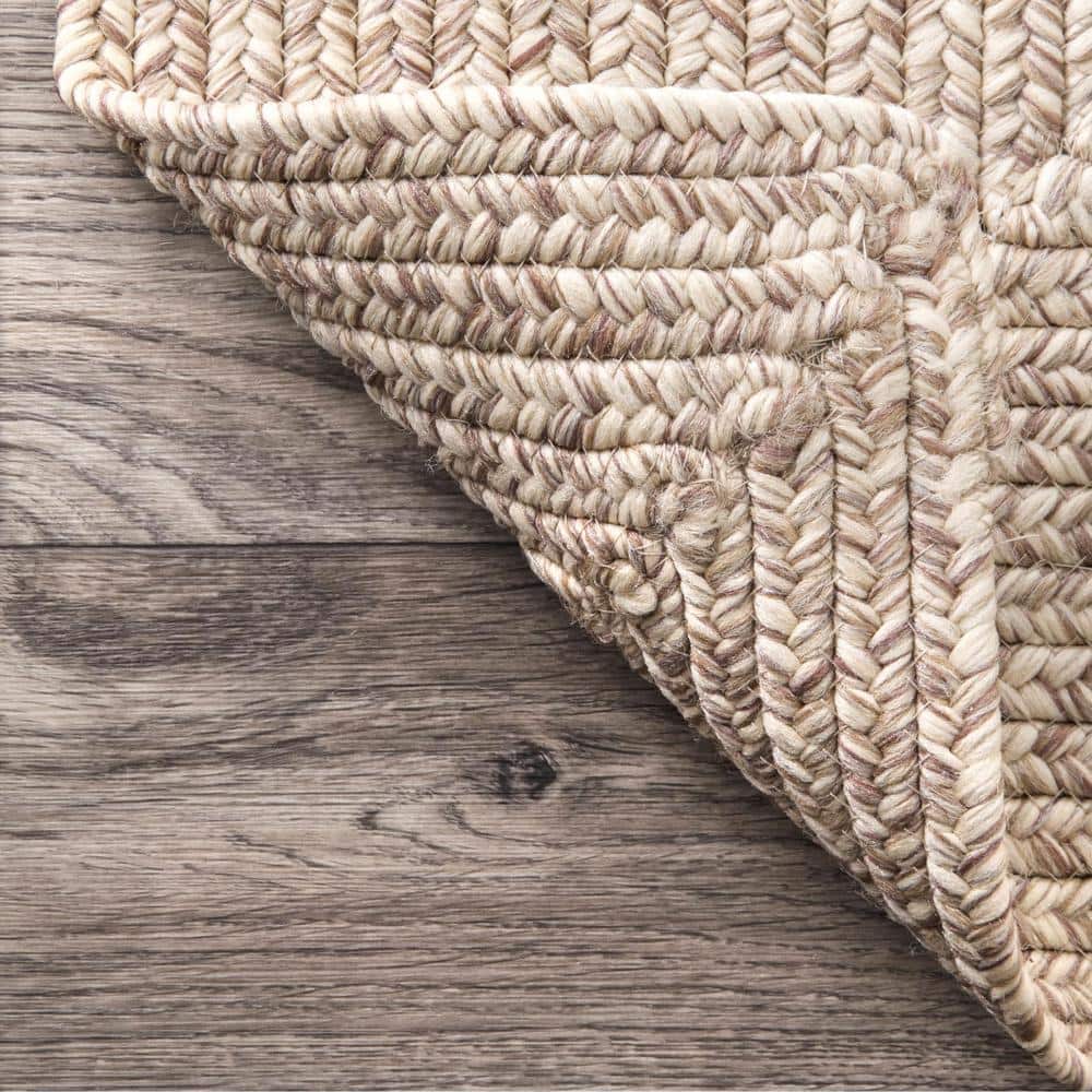 Tan Oval 4' x 6' Braided Synthetic Indoor/Outdoor Rug