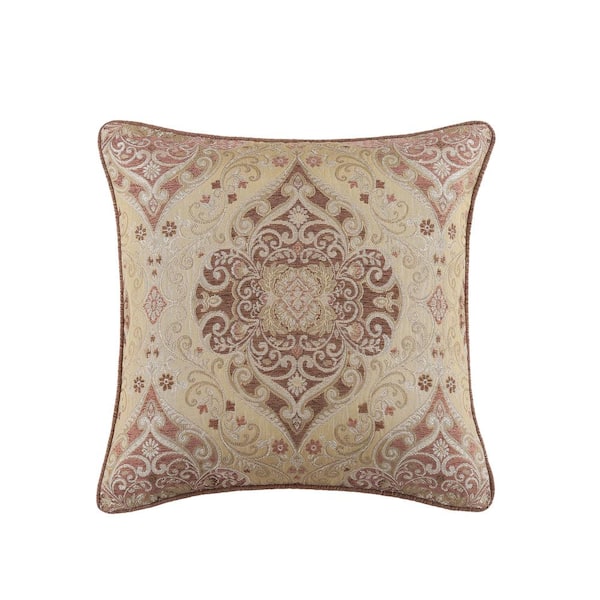 J QUEEN NEW YORK INC Wallace Terracotta Terracotta Polyester Damask 20 in. Square Decorative Throw Pillow 20 in. L x 20 in. W