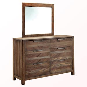 Hutchinson Dresser and Mirror in Rustic Natural Tone Finish