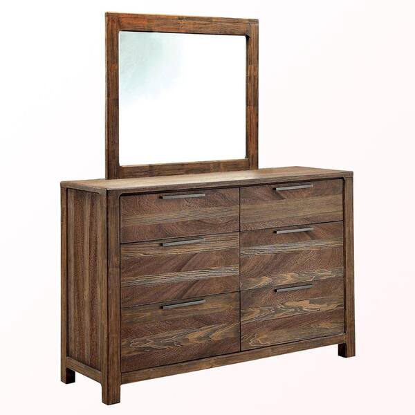 William's Home Furnishing Hutchinson Dresser and Mirror in Rustic Natural Tone Finish