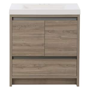 Oakes 31 in. W x 19 in. D x 34 in. H Single Sink Freestanding Bath Vanity in Forest Elm with White Cultured Marble Top