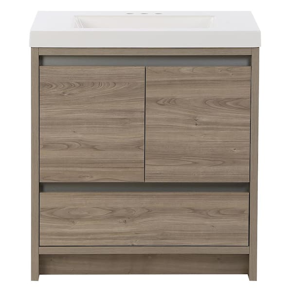 Oakes 31 in. Single Sink Forest Elm Bath Vanity with White Cultured Marble Top (Assembled)