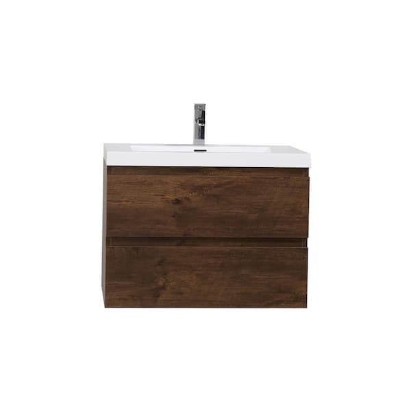 Unbranded Bohemia 30 in. W Bath Vanity in Rosewood with Reinforced Acrylic Vanity Top in White with White Basin