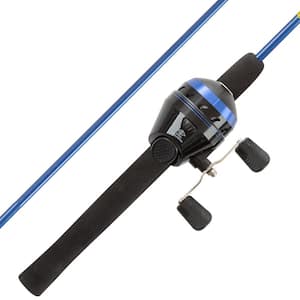 Dark Blue 5 ft. 6 in. 2-Piece Portable Fiberglass Fishing Rod, Reel Combo, Spincast Reel for Beginners, Kids and Adults