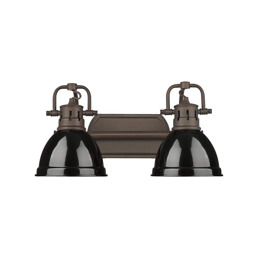 Duncan 8.25 in. 2-Light Rubbed Bronze Vanity Light with Black Shade price history on PriceWatchPro