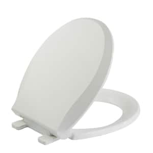 Elongated Oval Closed Front Dual Bowl Toilet Seat in White