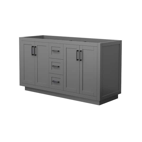 Wyndham Collection Miranda 59.25 in. W x 21.75 in. D Double Bath Vanity Cabinet Only in Dark Gray