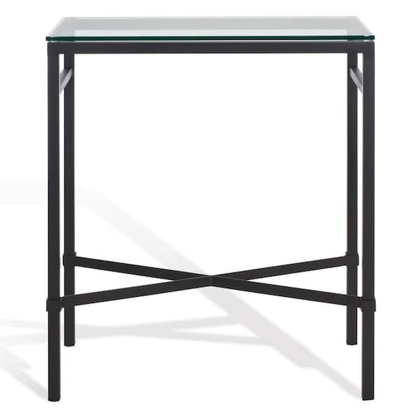 Viggo 22.1 in. Black Square Glass End Table