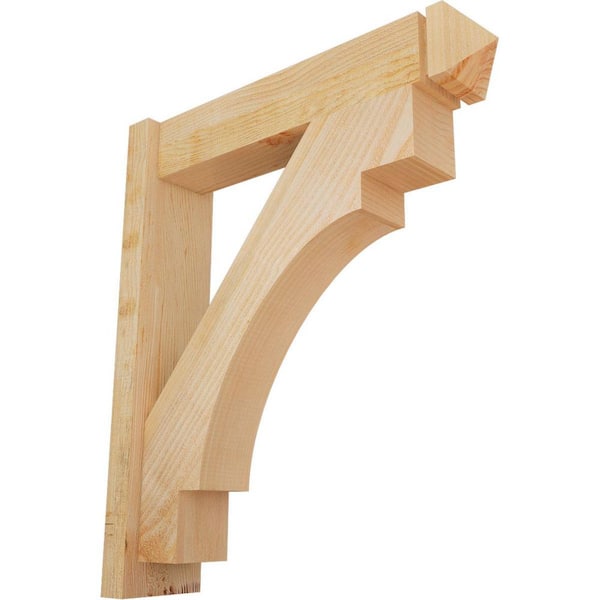 Ekena Millwork 6 in. x 30 in. x 26 in. Merced Arts and Crafts Rough Sawn Douglas Fir Outlooker