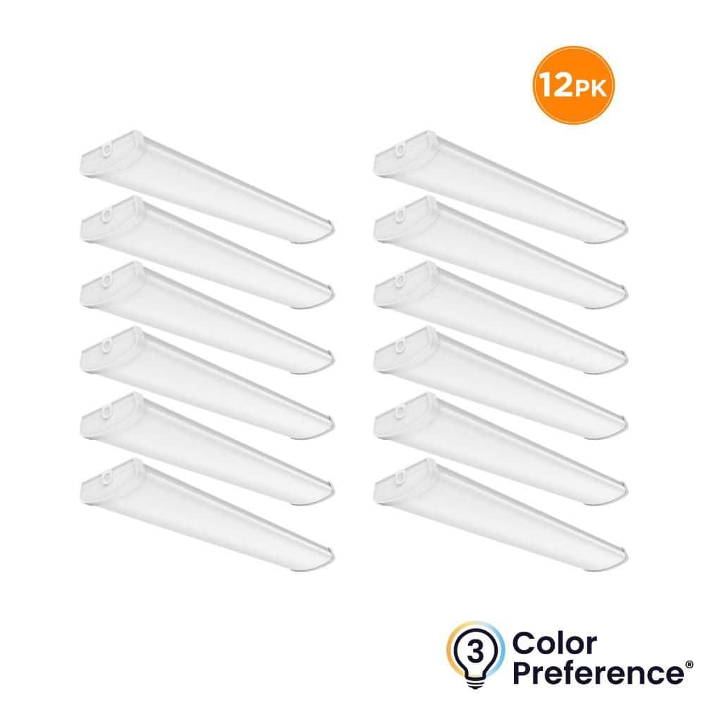 12-Pack 4 ft. x 8 in. 5200 Lumens, Integrated LED White Wraparound Light Fixture, Selectable 3000K 4000K 5000K, Dimmable price history on PriceWatchPro