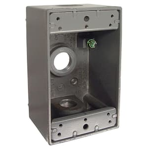 N3R Aluminum Gray 1-Gang Weatherproof Electrical Box, 3 Outlets at 1/2 in., with 2 Closure Plugs