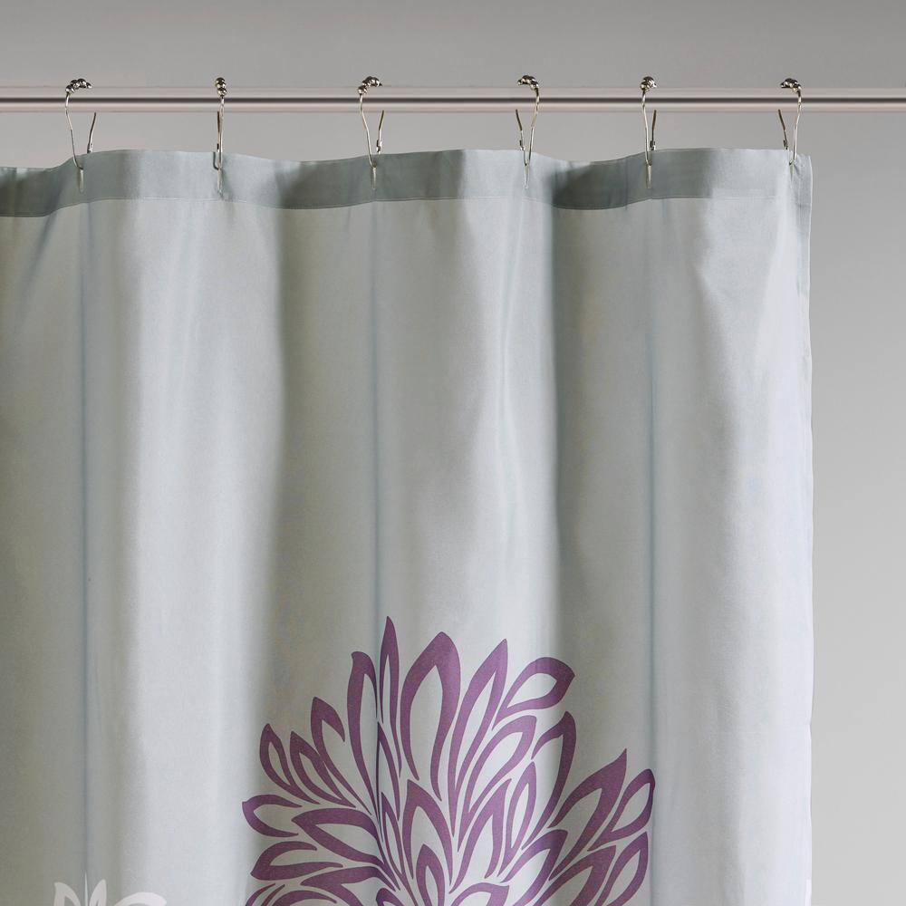 Caldwell Purple Floral Print Microfiber Shower Curtain