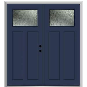 64 in. x 80 in. Left-Hand/Inswing Rain Glass Naval Fiberglass Prehung Front Door on 4-9/16 in. Frame