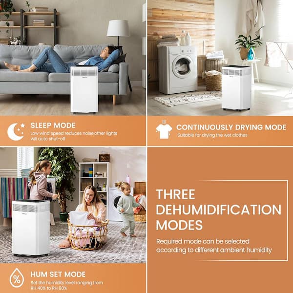 125 pt. 6,000 sq. ft. Commercial Dehumidifier in White, with Pump, Drain Hose, with Auto-Defrost, Cloth Dry, 3-Fan Speed