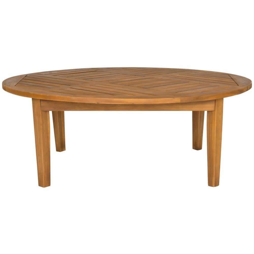 Safavieh Danville Teak Brown Round Wood Outdoor Coffee Table