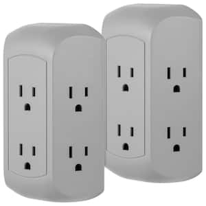 6-Outlet Wall Tap Surge Protector, 560J, Gray, (2-Pack)