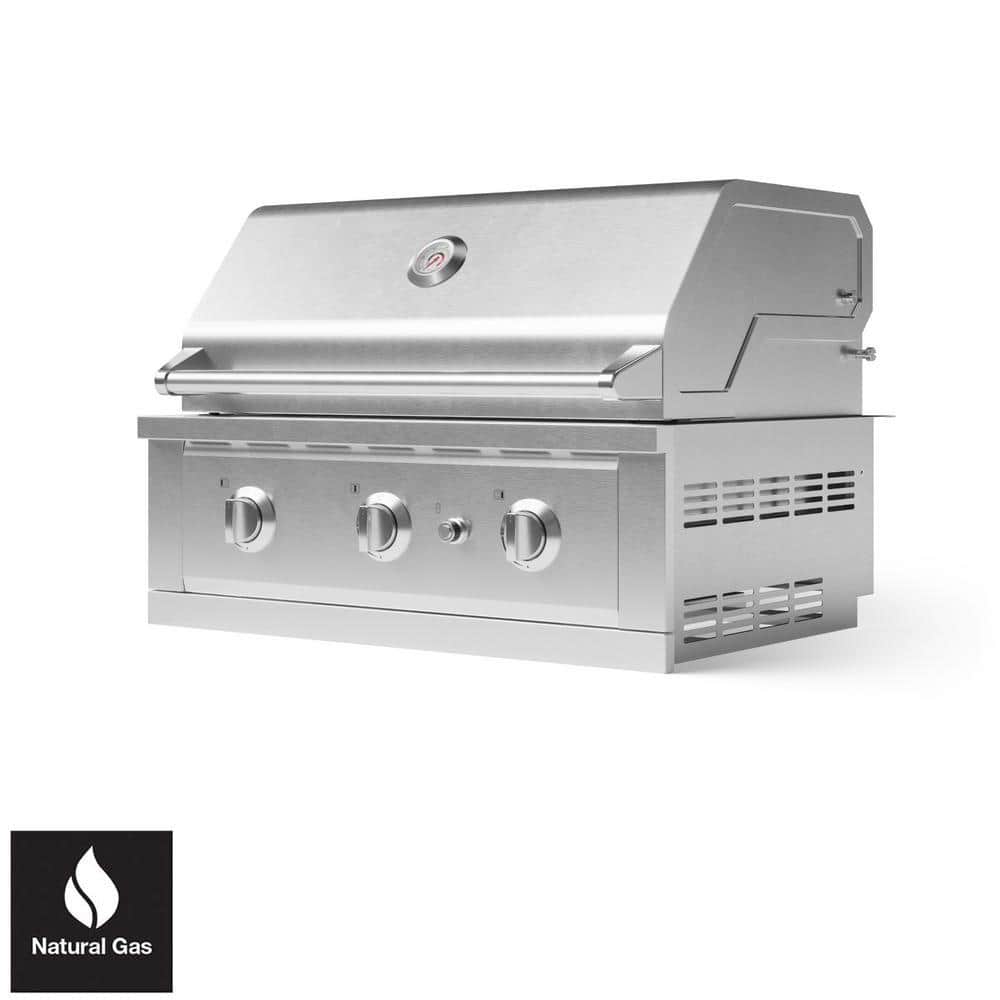 Performance Outdoor Kitchen 3-Burner Built-In Natural Gas Grill in Stainless Steel, 33 in.