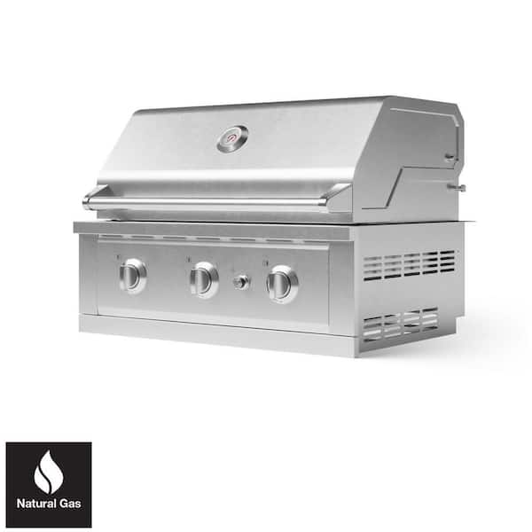 Performance Outdoor Kitchen 3-Burner Built-In Natural Gas Grill in Stainless Steel, 33 in.