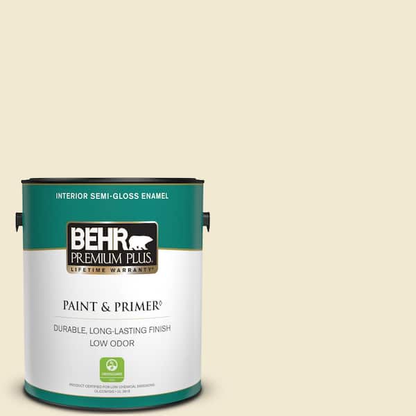 BEHR PREMIUM PLUS 1 gal. #370E-1 Country Dairy Semi-Gloss Enamel Low Odor Interior Paint & Primer