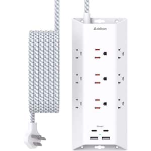 9-Outlet Power Strip Surge Protector with 4 USB Charging Ports and 5 ft. Long Extension Cord in White