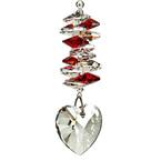 Woodstock Rainbow Makers Collection, Crystal Heart Cascade, 4 in. Ruby Crystal Suncatcher CCHY