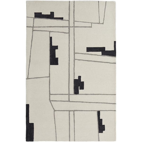 8 ft. x 10 ft. Gray and Ivory Abstract Area Rug