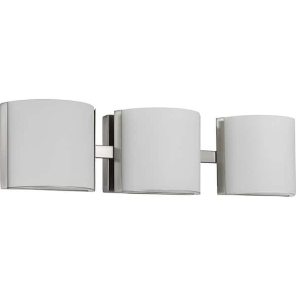 Progress Lighting Arch LED Collection 3-Light Brushed Nickel Etched Glass Modern Bath Vanity Light