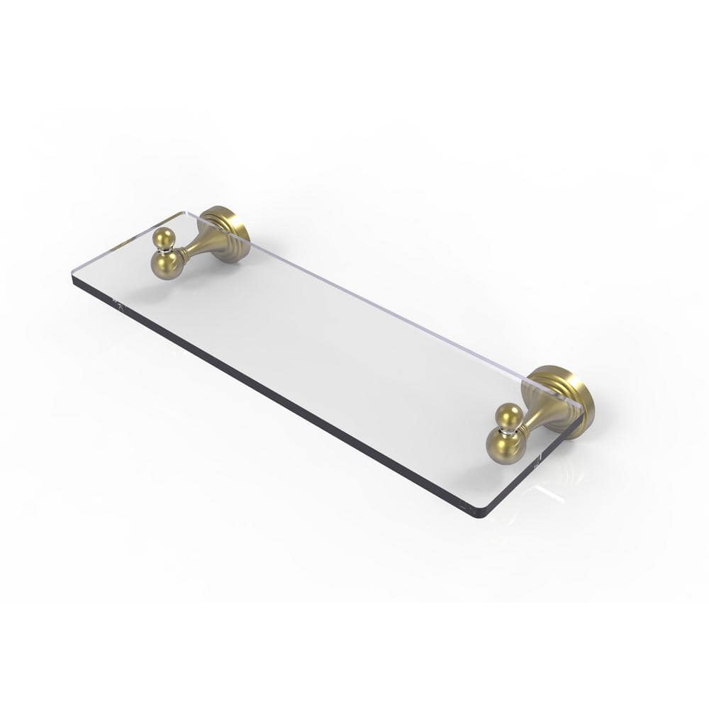 Allied Brass Sag Harbor Collection 16 in. Glass Vanity Shelf with Beveled Edges in Satin Brass