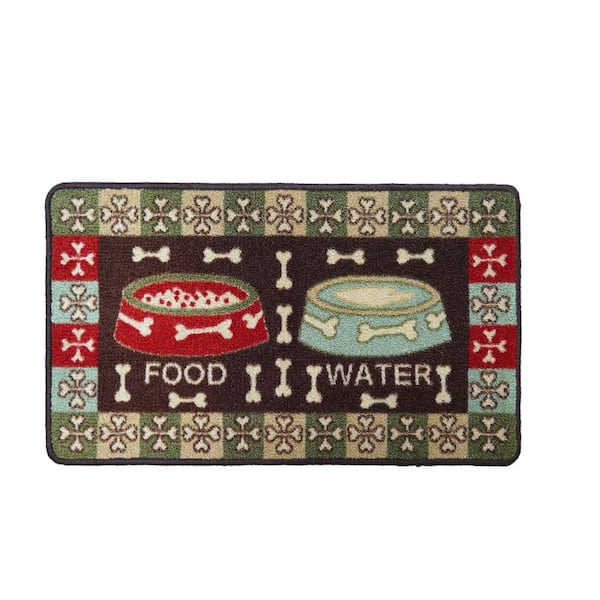 Pet Collection Food and Water Design Brown 18 in. W x 30 in. L Stair Runner 3.75 sq. ft.