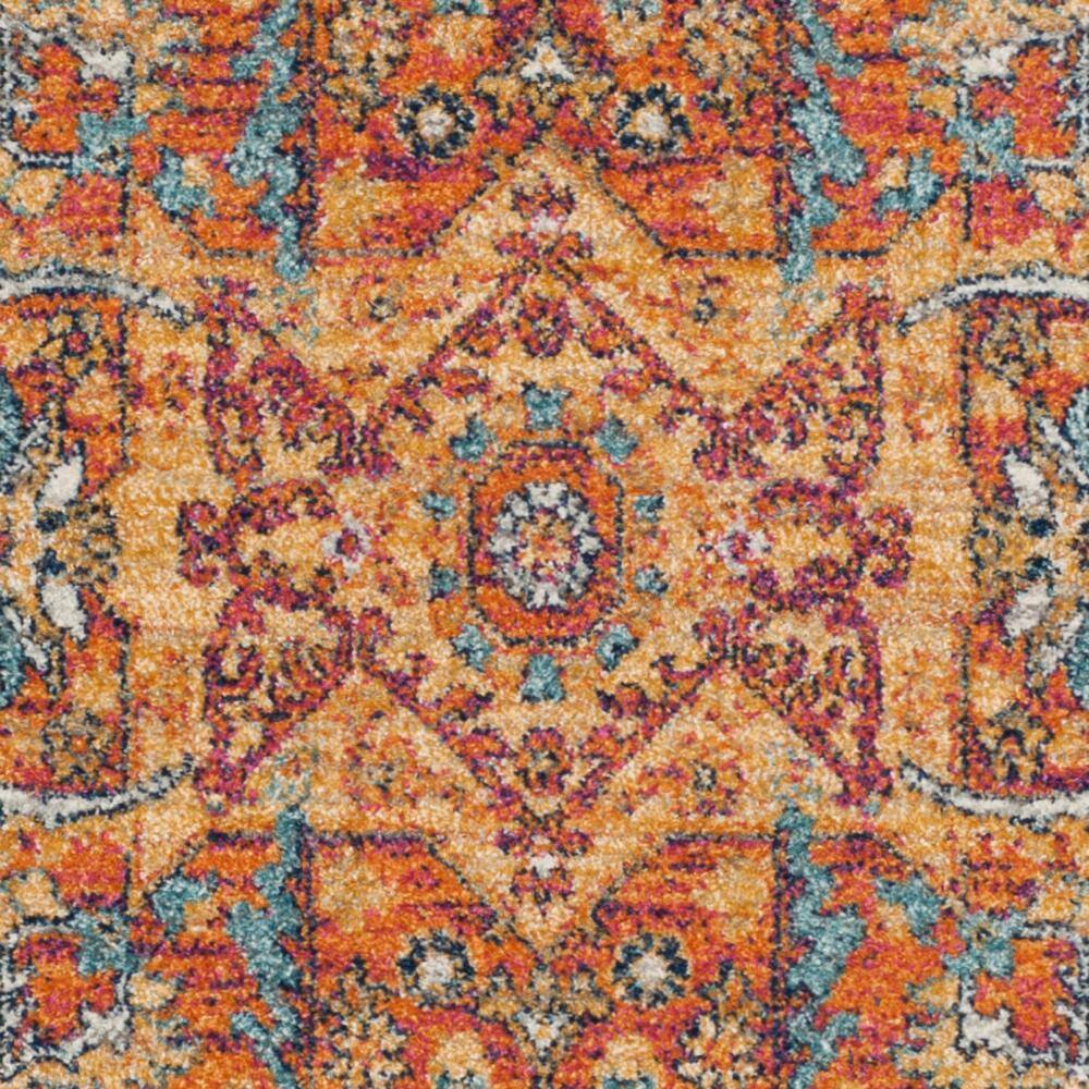 Blue and Orange High Pile Synthetic Boho-Chic Area Rug