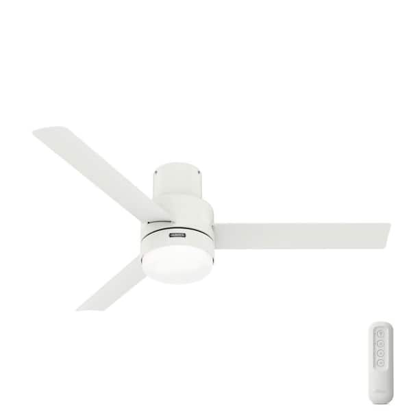 Hunter Gilmour 52 in. Indoor/Outdoor Matte White Ceiling Fan with Light Kit and Remote Included