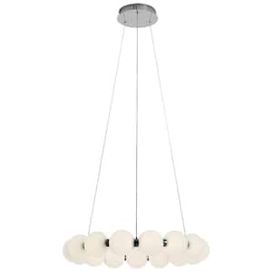 23.64 in. 15-Light Integrated LED White Luxurious Modern Acrylic Cylinder Light Chandelier for Bedroom Dining Room
