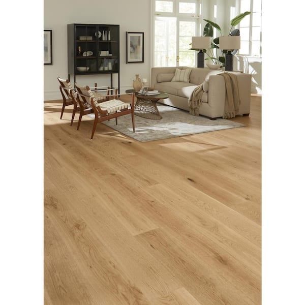 Marigold White Oak 9/16 in. T x 8.66 in. W Tongue and Groove Smooth Engineered Hardwood Flooring (31.25 sqft/case)