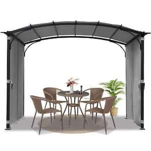 9 ft. x 11 ft. Gray Patio Pergola with Waterproof Sunshade Shelter Awning, Steel Frame Grape Gazebo for Backyard