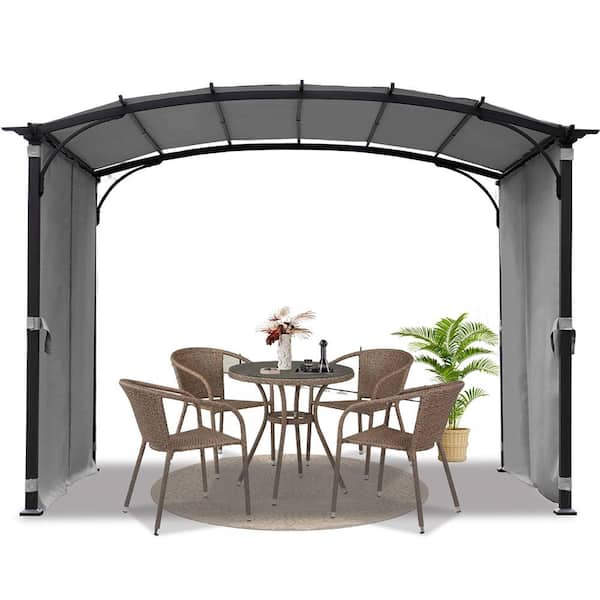 Unbranded 9 ft. x 11 ft. Gray Patio Pergola with Waterproof Sunshade Shelter Awning, Steel Frame Grape Gazebo for Backyard