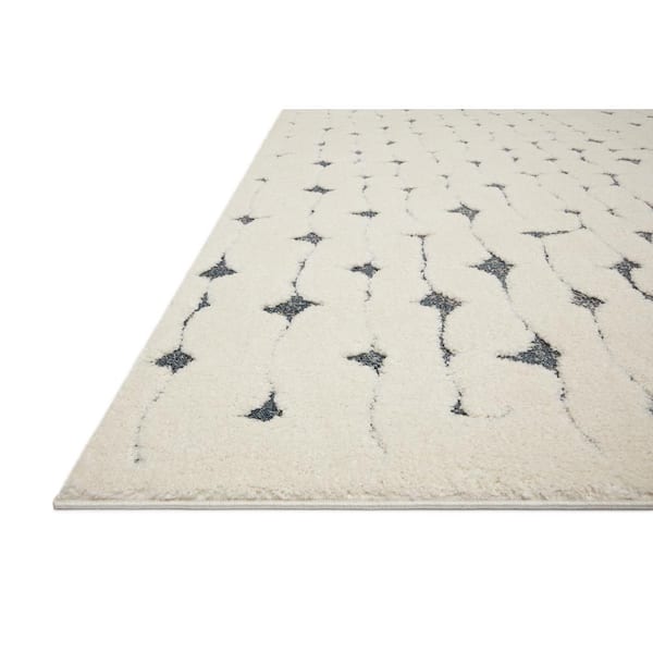 Hagen White/Navy 9 ft. 6 in. x 13 ft. Contemporary 100% Polypropylene Pile Area Rug