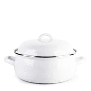 Enamelware 4 qt. Round Porcelain-Coated Steel Dutch Oven in Solid White with Lid
