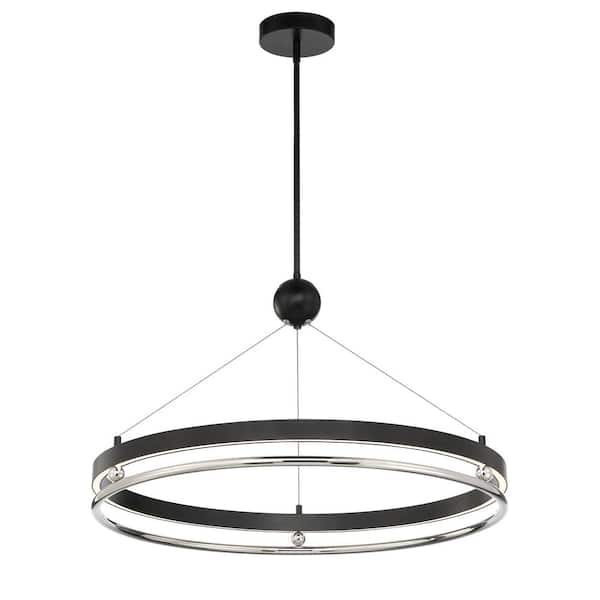 Metropolitan Grande Illusion 240-Watt Equivalence Integrated LED Black with Polished Nickel Pendant