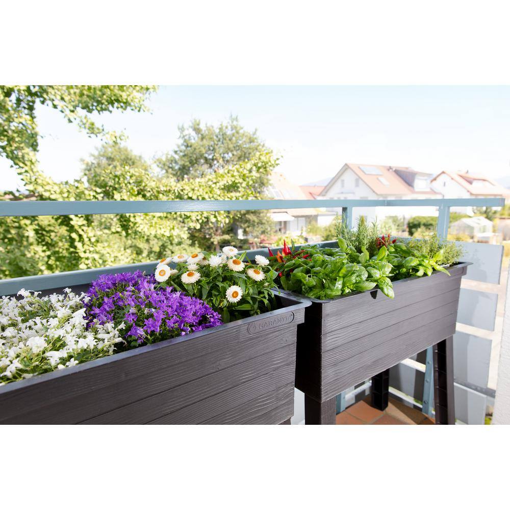 Urban Black Polypropylene Elevated Balcony Planter Box