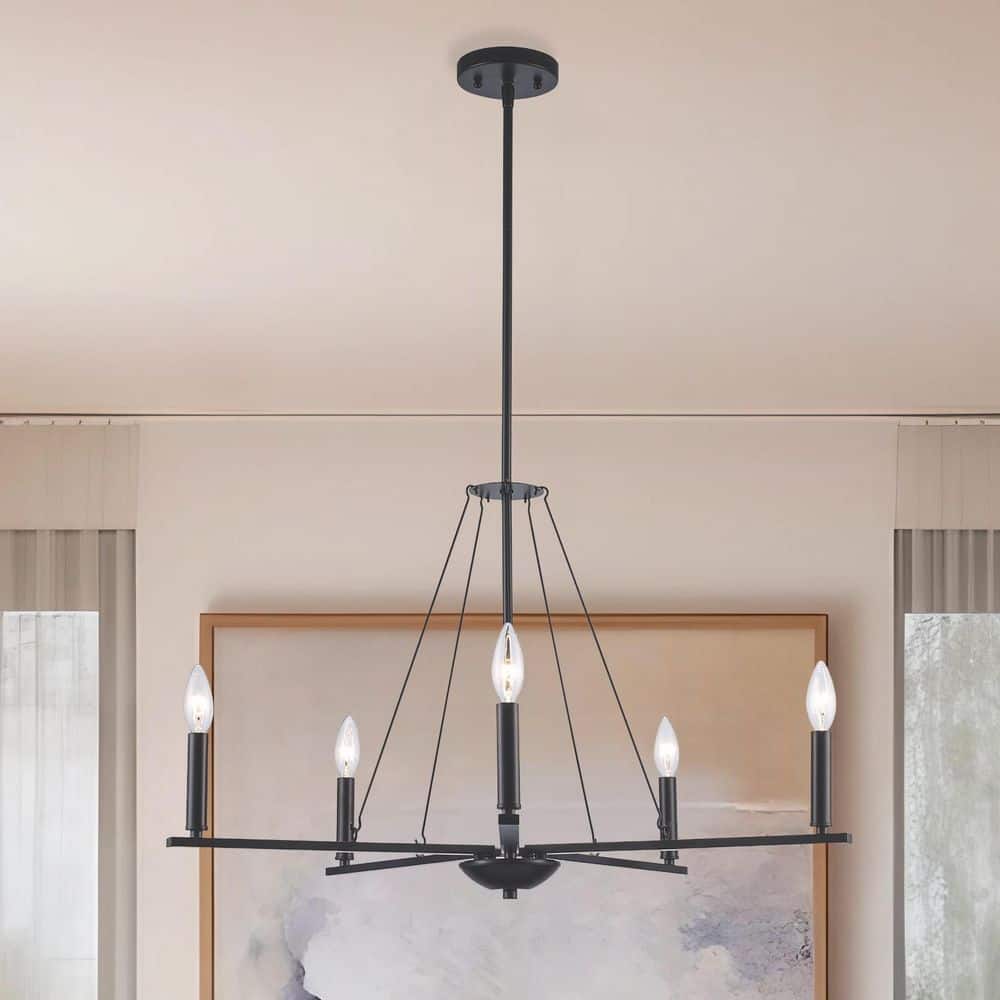 Monteaux Lighting Maverick 5-Light Black Candle Chandelier Light