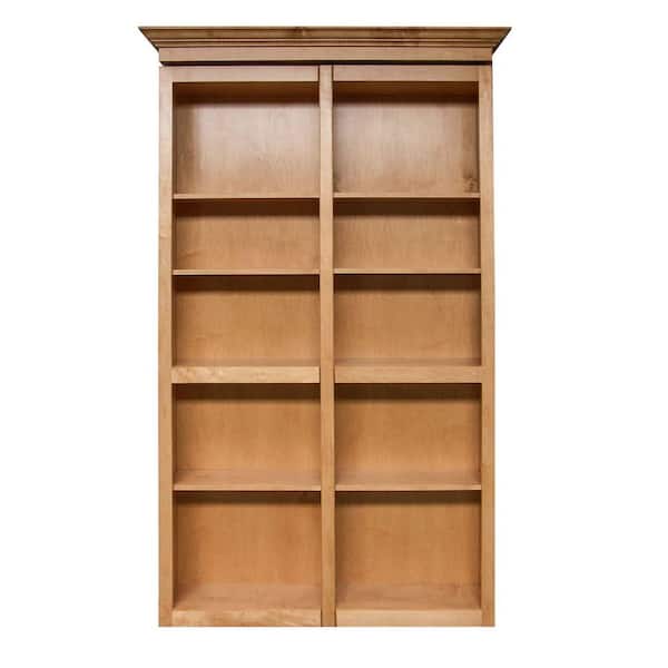 InvisiDoor 60 in. x 84 in. Unfinished Cherry 6-Shelf Bookcase Bi-Fold Door