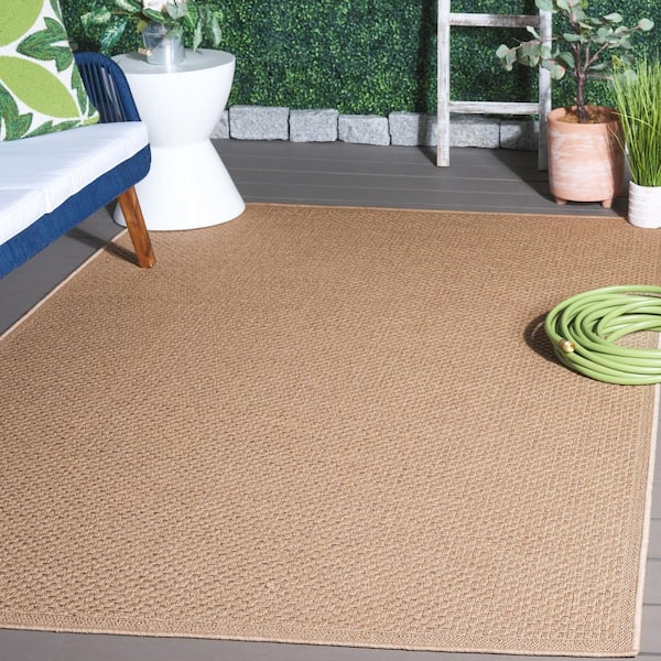 Atrium Sisal Beige 8 ft. x 10 ft. Solid Geometric Indoor/Outdoor Area Rug