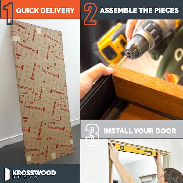 DIY RTA Kit 36 in. x 80 in. Alder Right-Hand Square Top VG Red Chesnut Stain Wood Single Ready to Assemble Interior Door