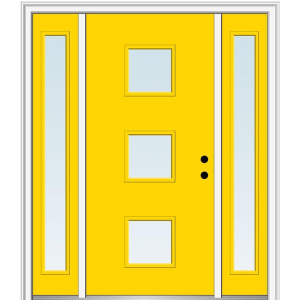 MMI Door 64.5 in. x 81.75 in. Aveline Left-Hand Inswing 3-Lite Clear Low-E Painted Fiberglass Prehung Front Door with Sidelites